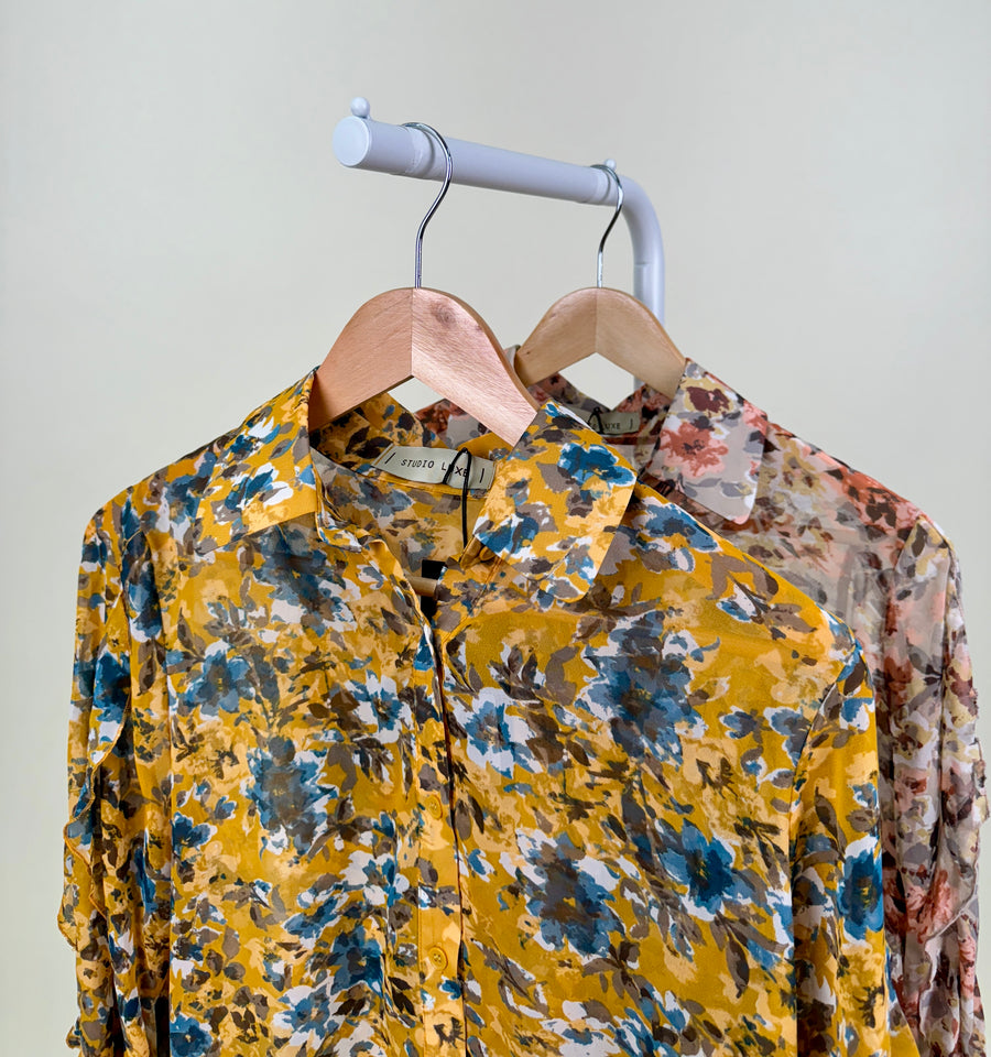 Blouse-Studio Luxe-Yellow flower-Yellow