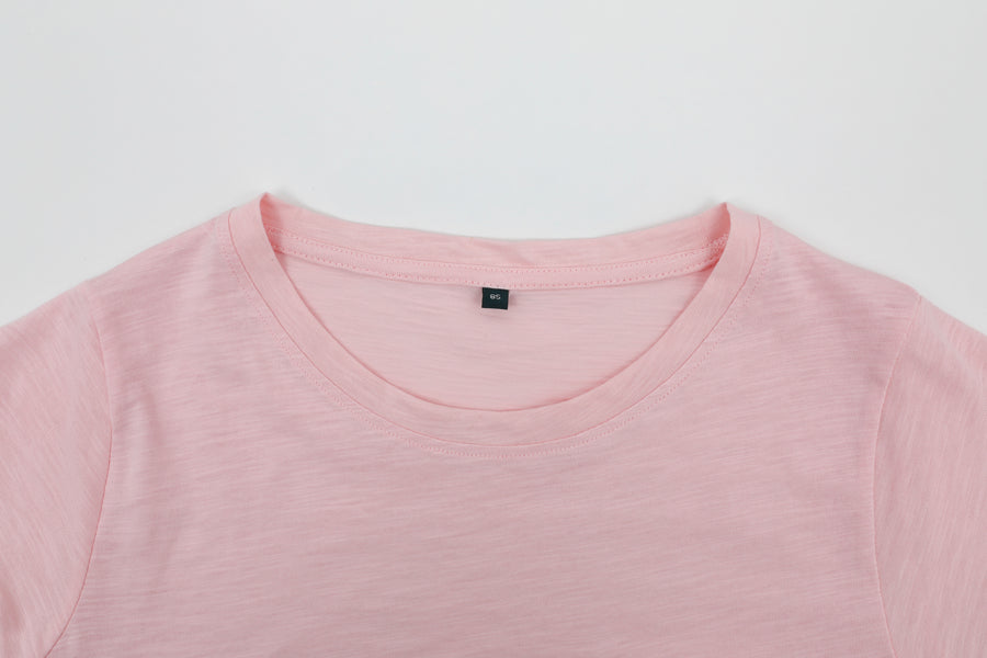 [PERRY ELLIS] Women's Short-Sleeve Slub Cotton T-shirt - Pink