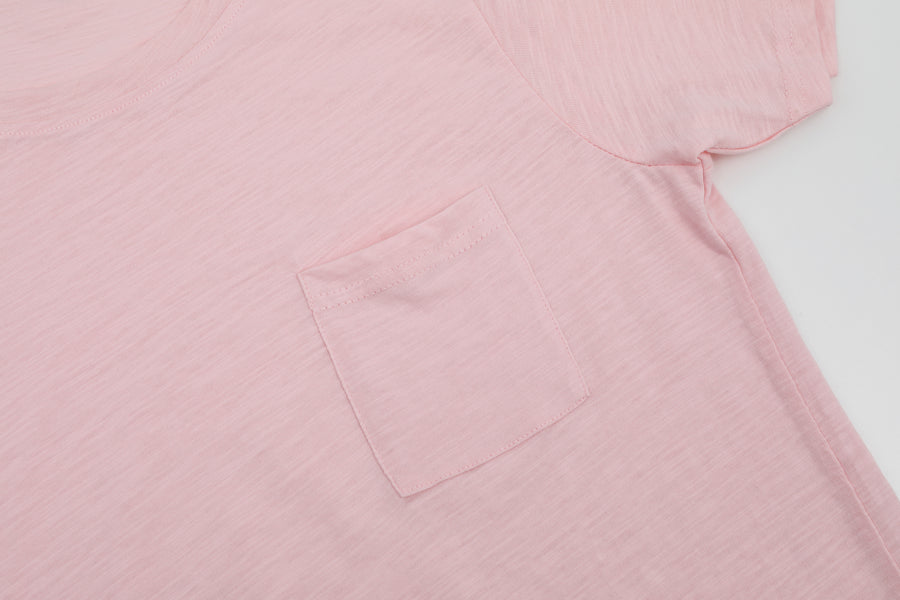 [PERRY ELLIS] Women's Short-Sleeve Slub Cotton T-shirt - Pink