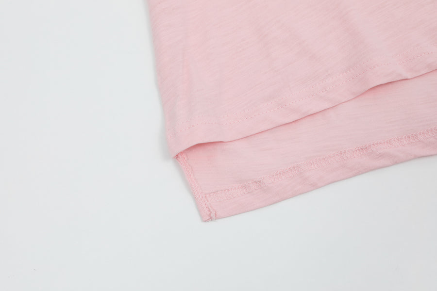 [PERRY ELLIS] Women's Short-Sleeve Slub Cotton T-shirt - Pink