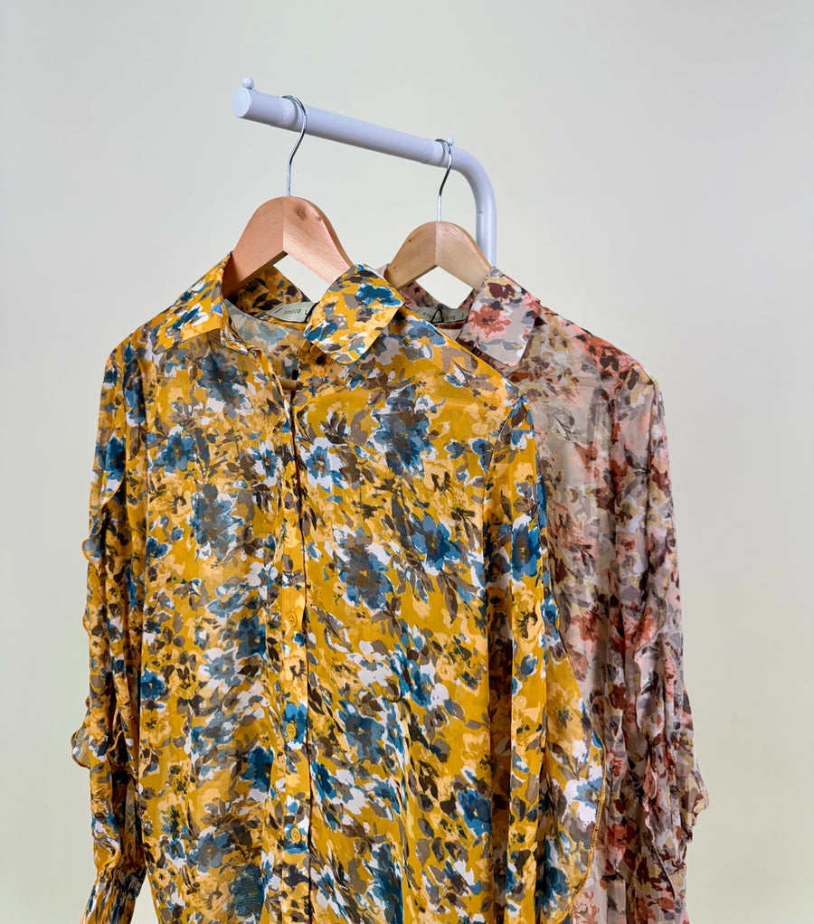 Blouse-Studio Luxe-Yellow flower-Yellow