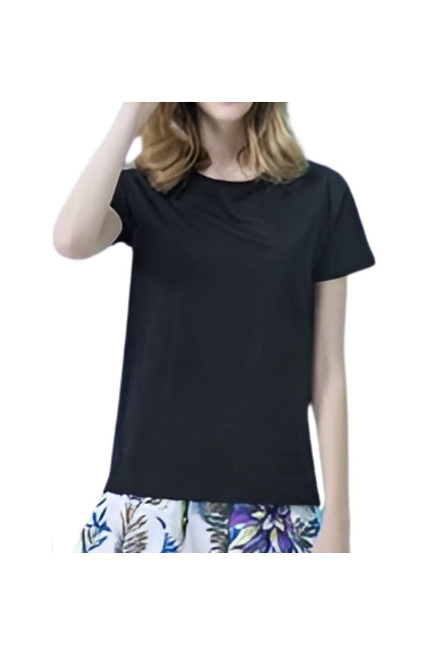 [PERRY ELLIS] Short-Sleeve Slub Cotton T-shirt - Black