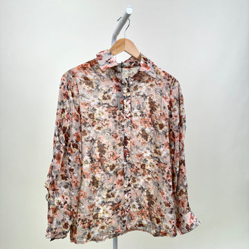 Blouse-Studio Luxe-Pink flower-Gray