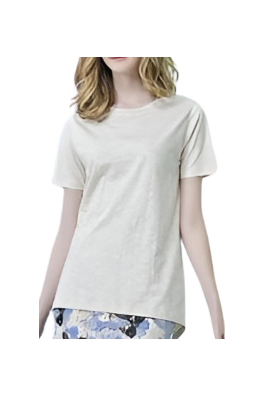 [PERRY ELLIS] Women's Short-Sleeve Slub Cotton T-shirt - Beige