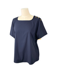 Charm Button Detail Top - Navy