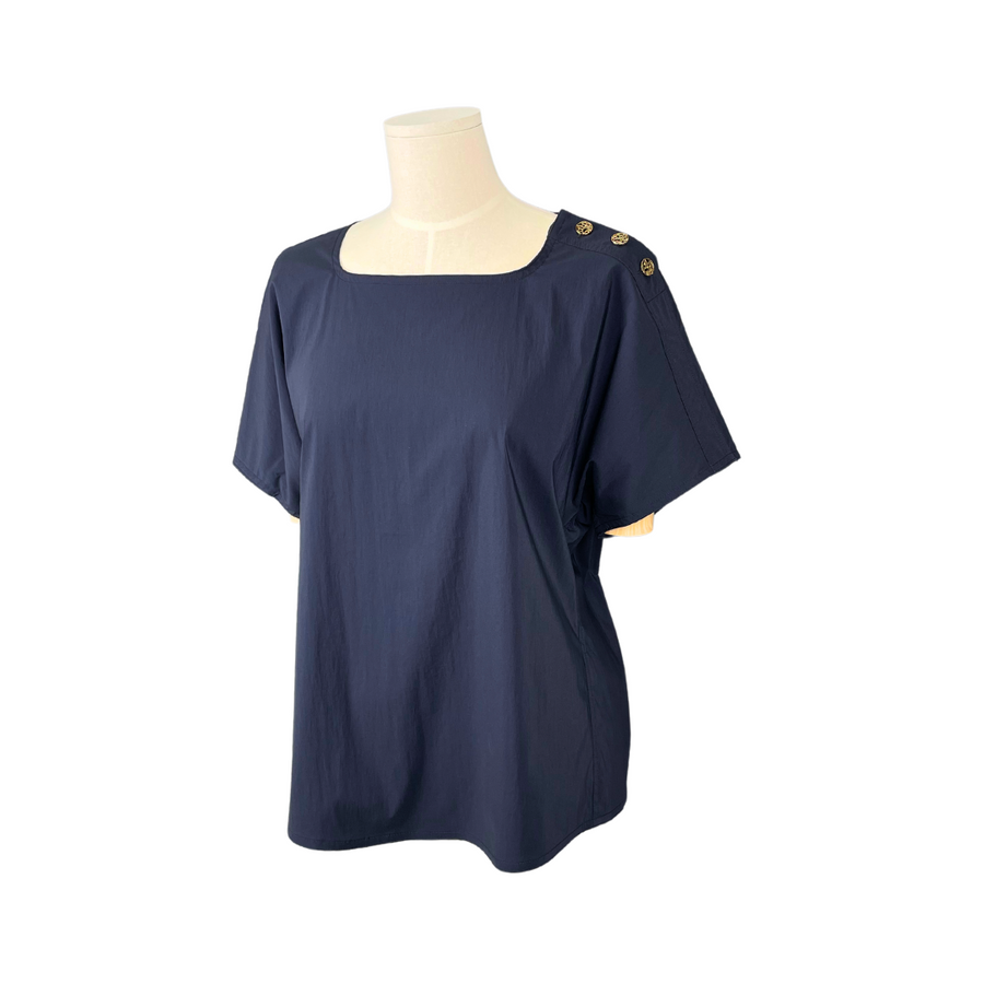 Charm Button Detail Top - Navy