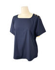 Charm Button Detail Top - Navy