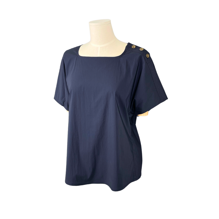 Charm Button Detail Top - Navy