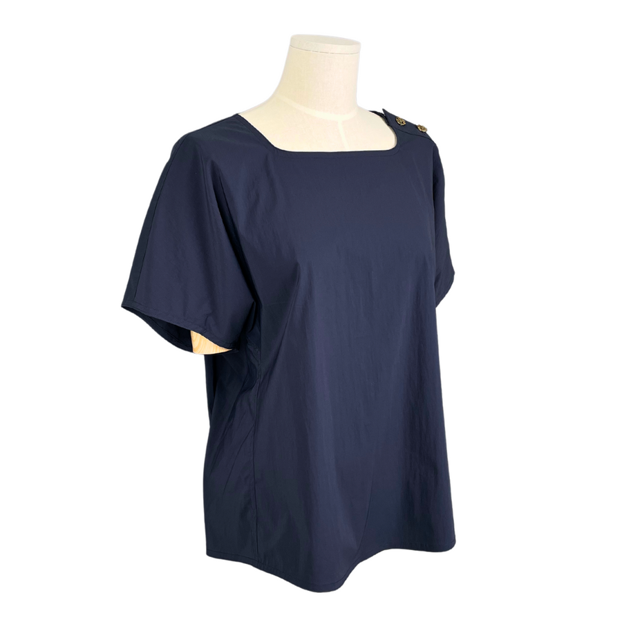 Charm Button Detail Top - Navy