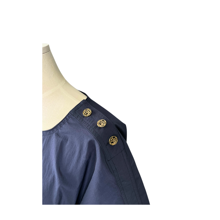 Charm Button Detail Top - Navy