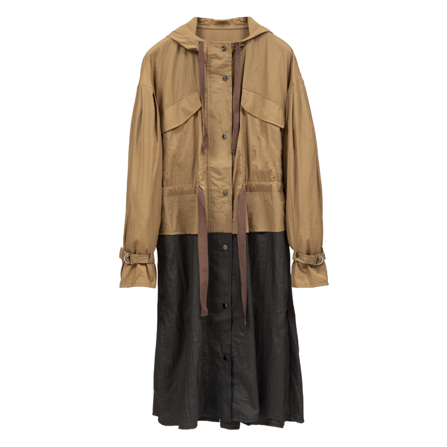 [ZIO SONGZIO] Volume Anorak Trench Coat - Brown