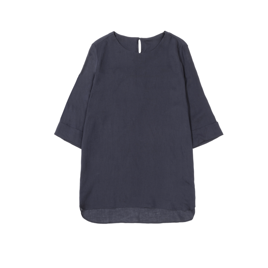 [Kensie] Women's Linen Blouse - Navy