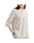 [Kensie] Women's Linen Blouse - Beige