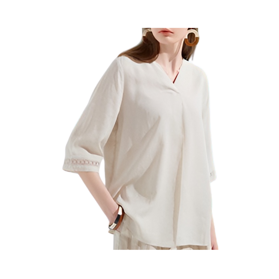 [Kensie] Women's Linen Blouse - Beige