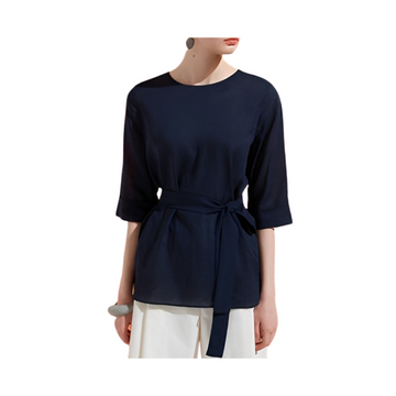 [Kensie] Women's Linen Blouse - Navy