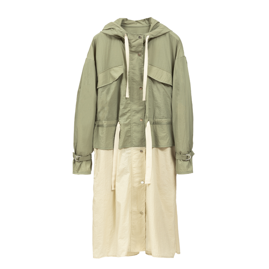 [ZIO SONGZIO] Volume Anorak Trench Coat - Khaki