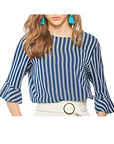 [Ssolie Paris] Women's Navy Stripes Comfort Top