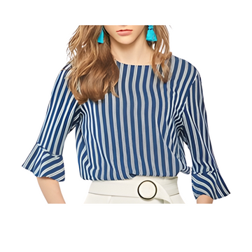 [Ssolie Paris] Women's Navy Stripes Comfort Top