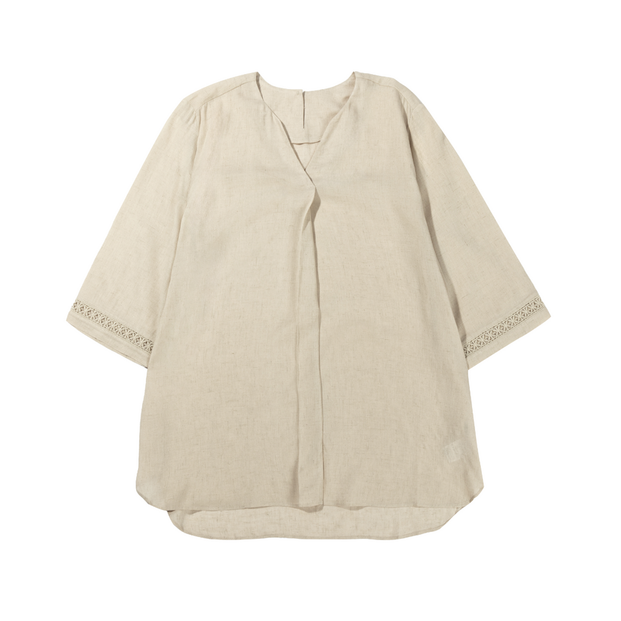 [Kensie] Women's Linen Blouse - Beige