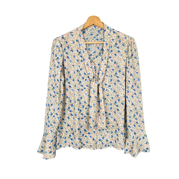 Spring Blossom Tie-Neck Blouse