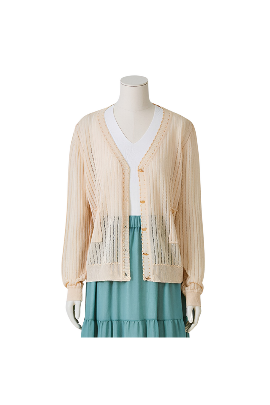 [SHEMA] Women's Gold Point V-neck Cardigan