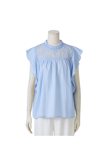 [SHEMA] Women's Lace Trimmed Frill Blouse