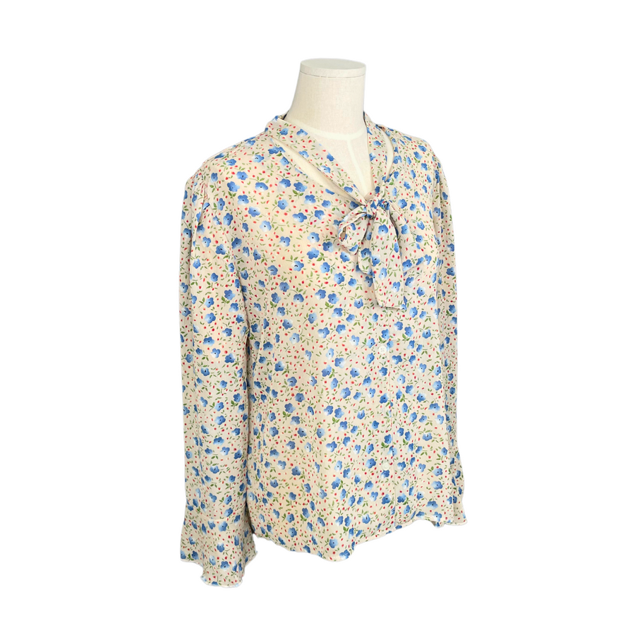 Spring Blossom Tie-Neck Blouse