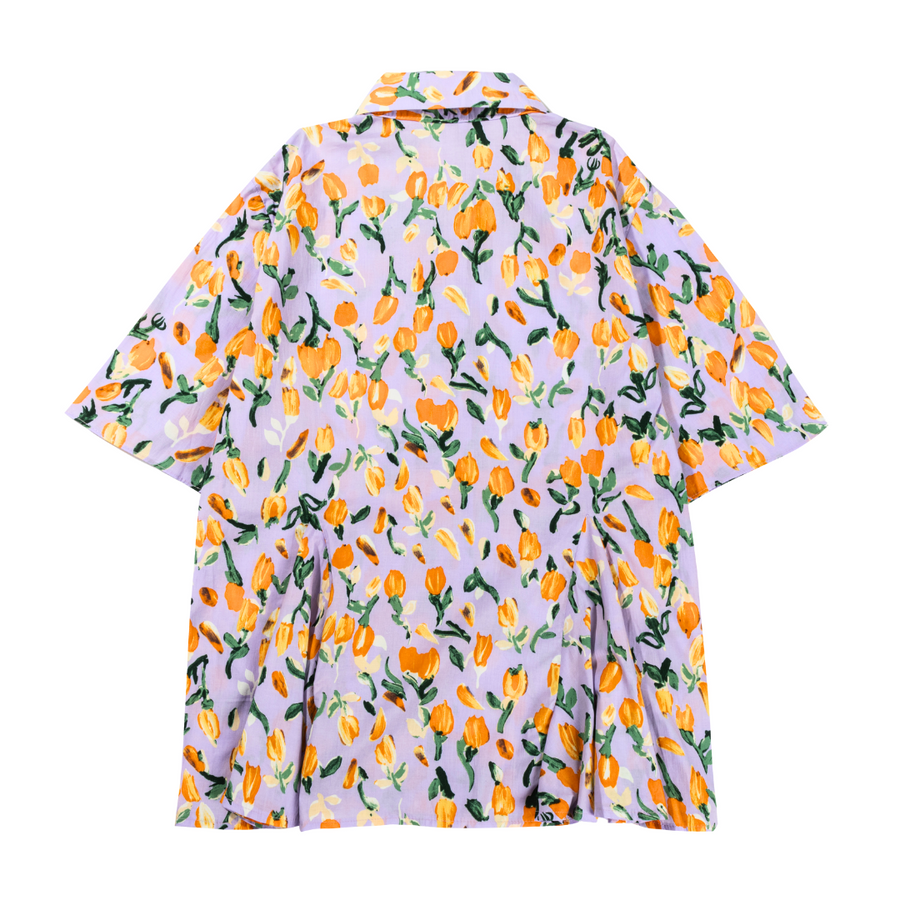 [Korean Brand] Floral Cascade Women's Shirt - Purple