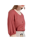 [Kensie] Women's Linen Blouse - Red