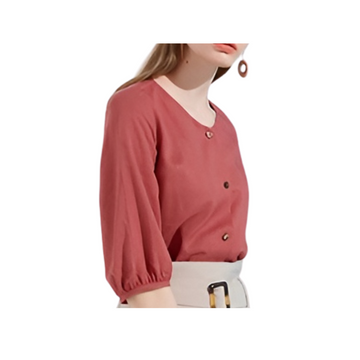 [Kensie] Women's Linen Blouse - Red