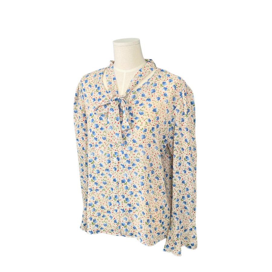 Spring Blossom Tie-Neck Blouse