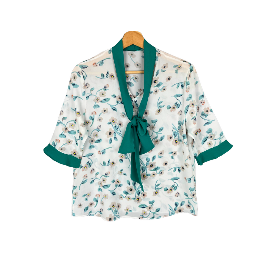 Minty Fresh Florals Tie Shirt