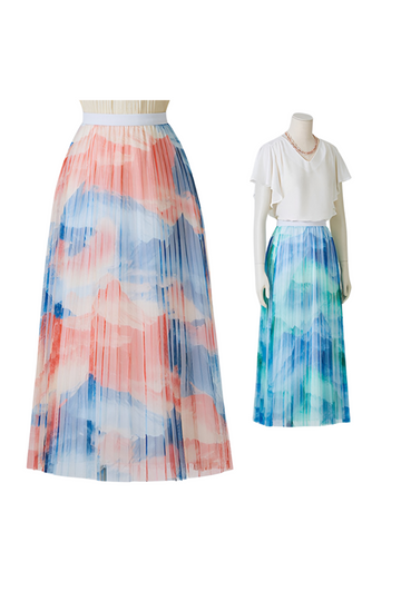 [SHEMA] Mixed Color Chiffon Skirt