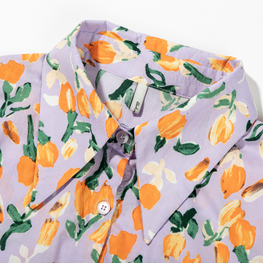 [Korean Brand] Floral Cascade Women's Shirt - Purple