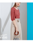 [Kensie] Women's Linen Blouse - Red