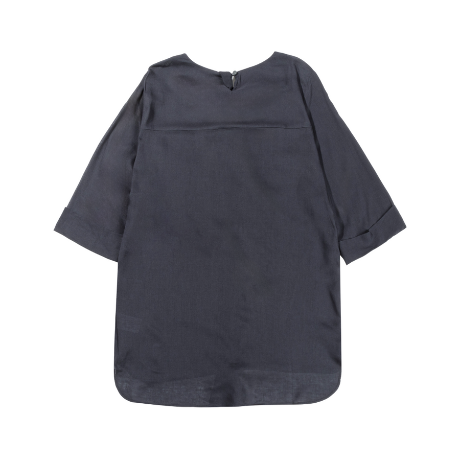 [Kensie] Women's Linen Blouse - Navy