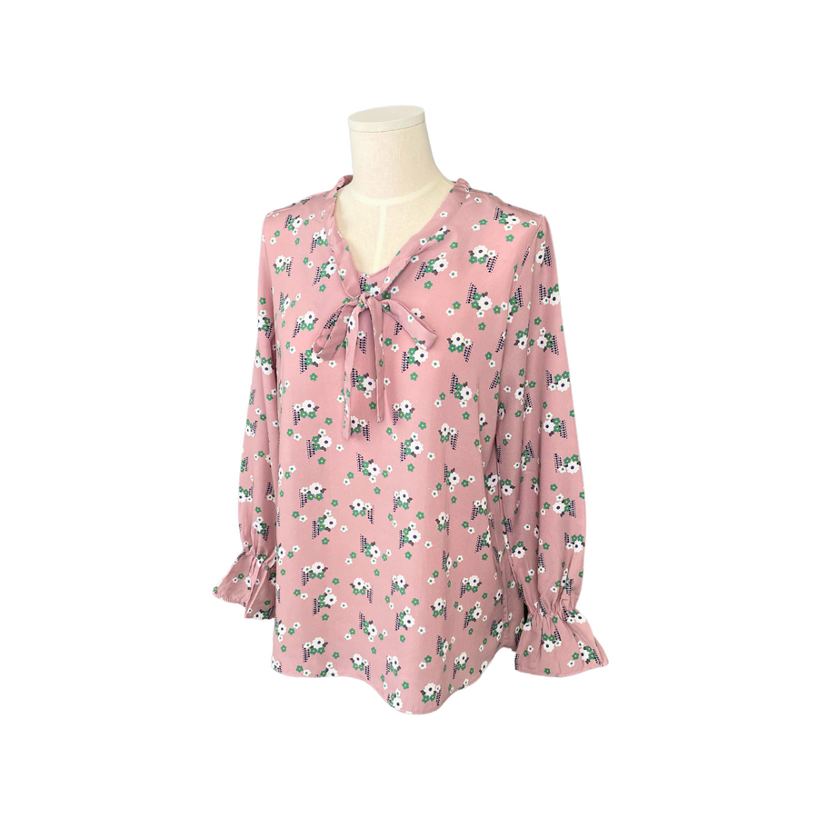 Petal Soft Tie-Neck Chiffon Blouse