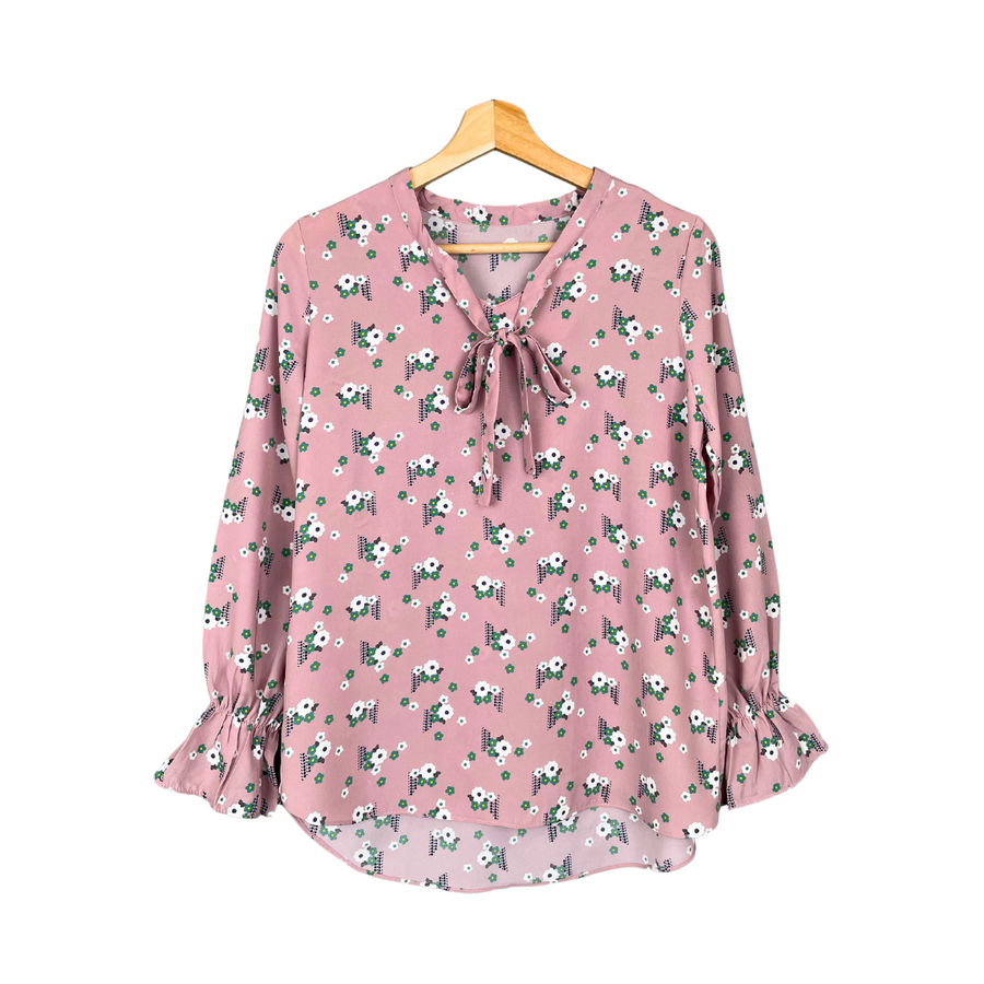 Petal Soft Tie-Neck Chiffon Blouse