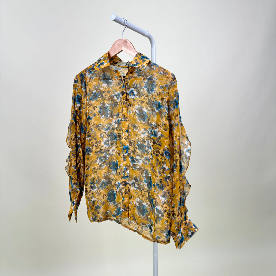 Blouse-Studio Luxe-Yellow flower-Yellow