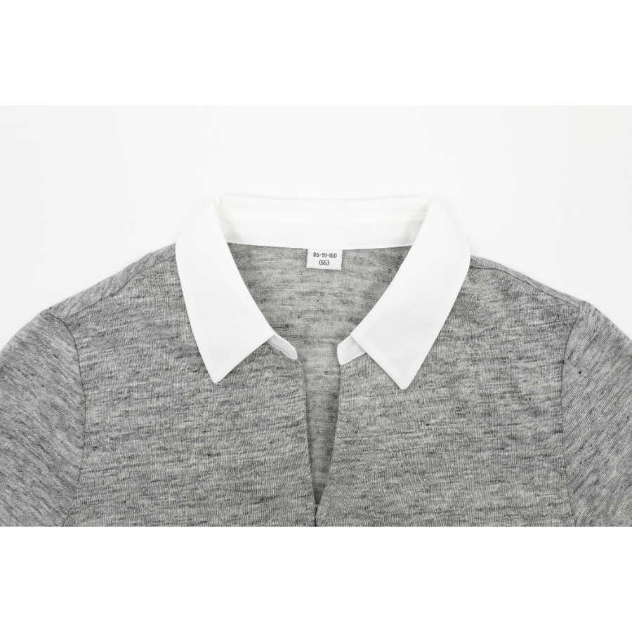 [S.LRIAHH] Women's Knit Sweater with Collar - Grey