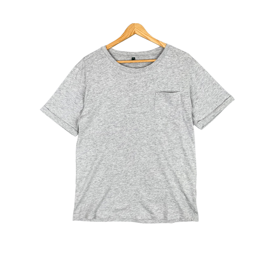 [PERRY ELLIS] Men's Short-Sleeve Slub Cotton T-shirt - Grey