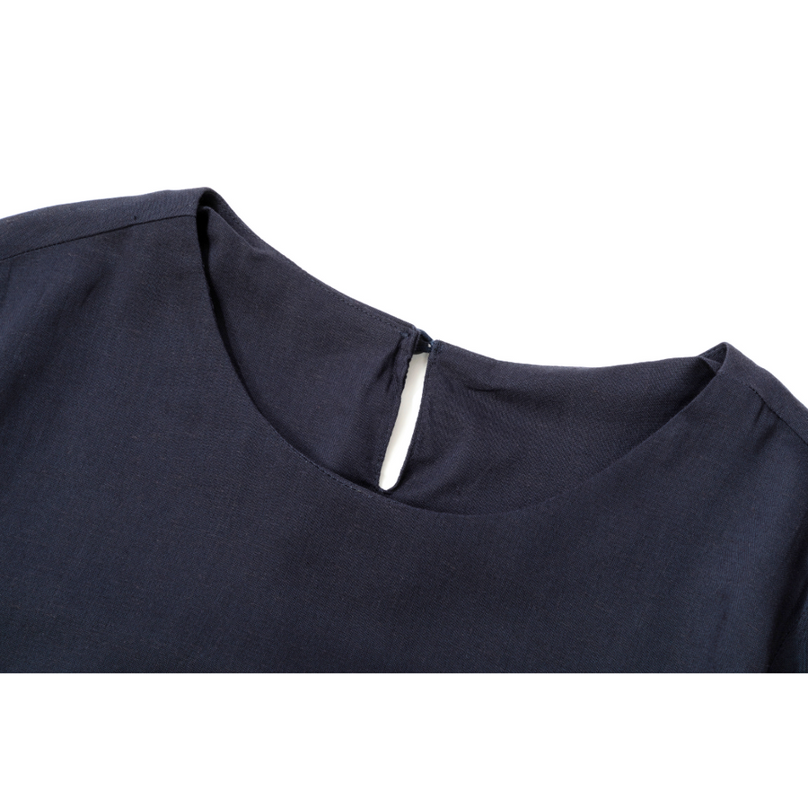 [Kensie] Women's Linen Blouse - Navy