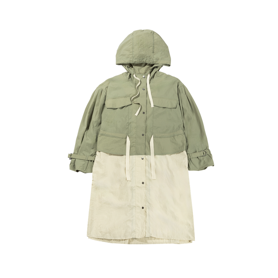 [ZIO SONGZIO] Volume Anorak Trench Coat - Khaki