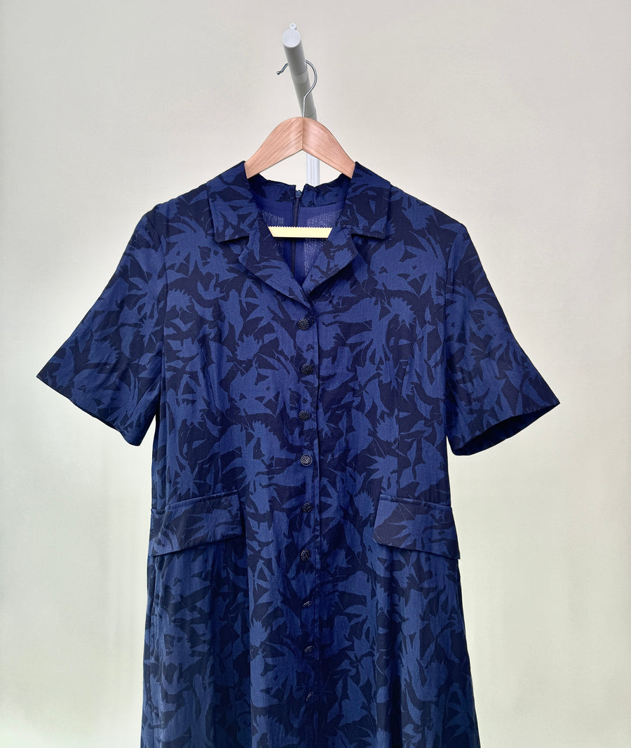 [Korean Brand] Blue Leaf Print Dress