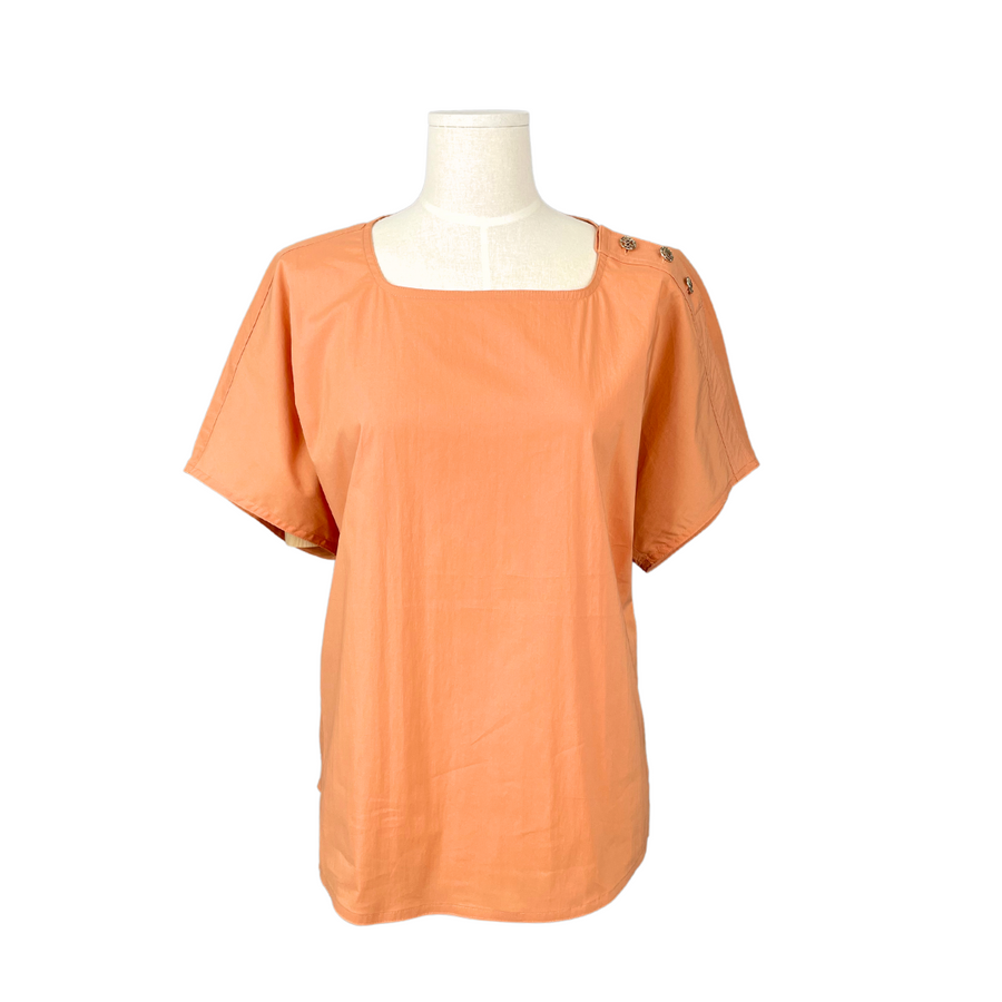 [Korean Brand] Charm Button Detail Top - Coral