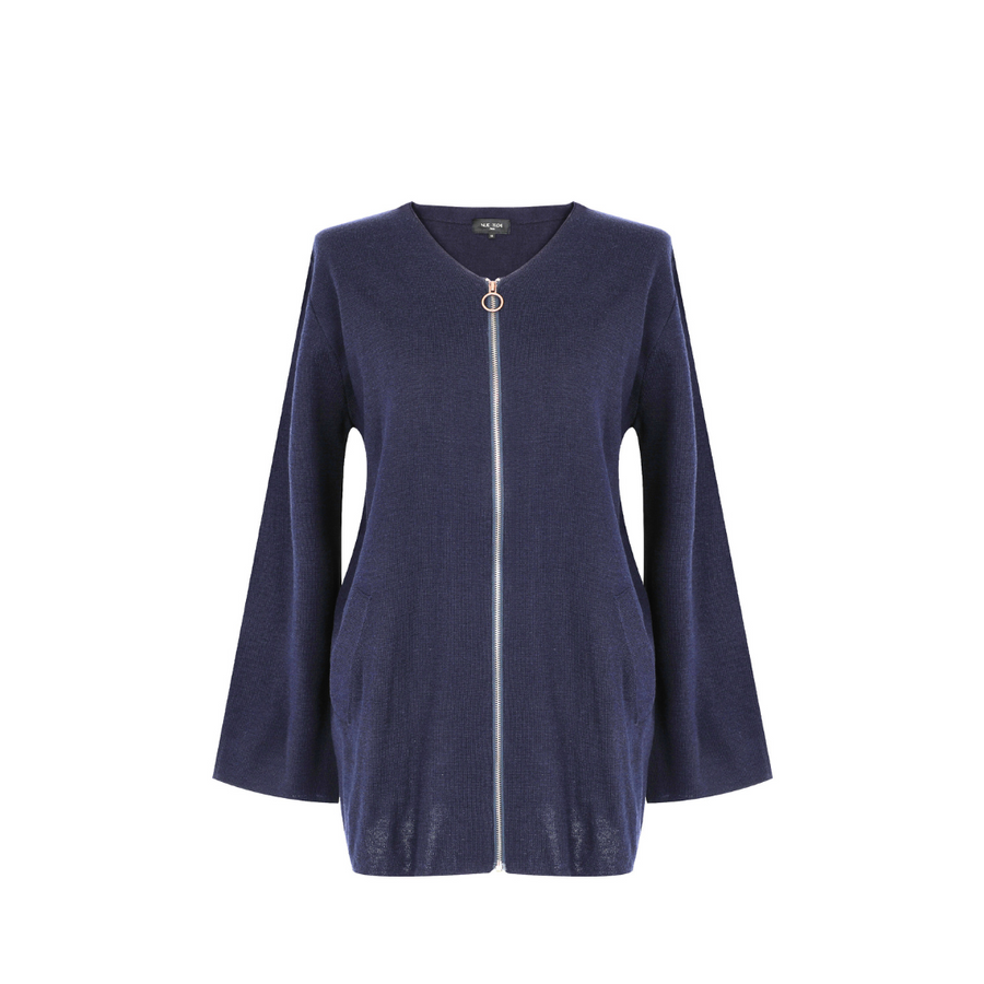 [NUE19.04] Women's Zip-up Knit Jacket - Navy