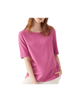 [Bruce Field] Women's Organic Lycra Short Sleeves T-shirt - Pink