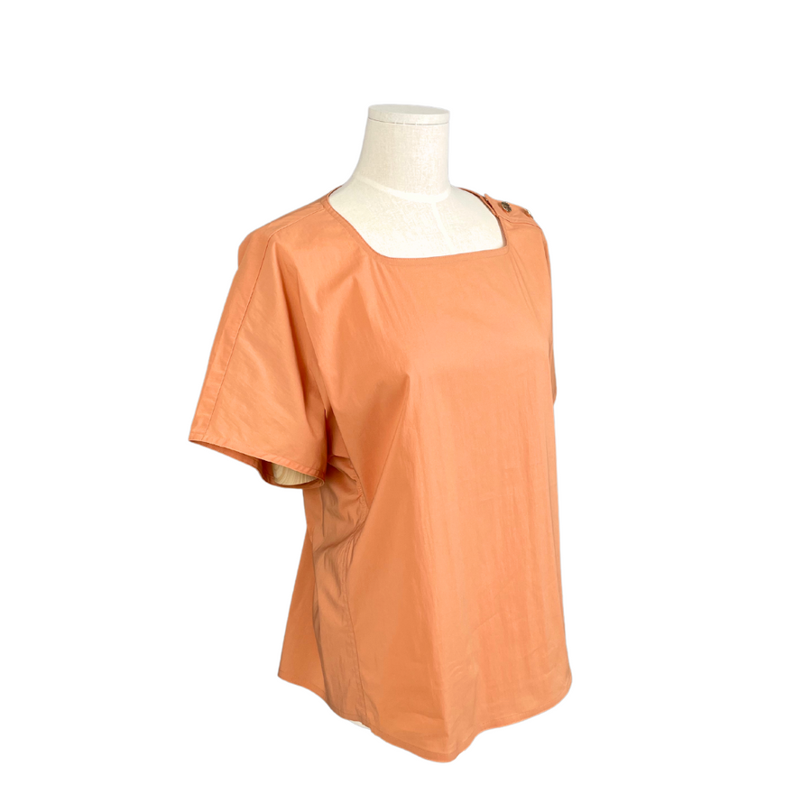 [Korean Brand] Charm Button Detail Top - Coral