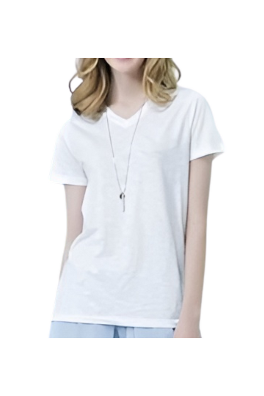 [PERRY ELLIS] Women's Short-Sleeve Slub Cotton T-shirt - White