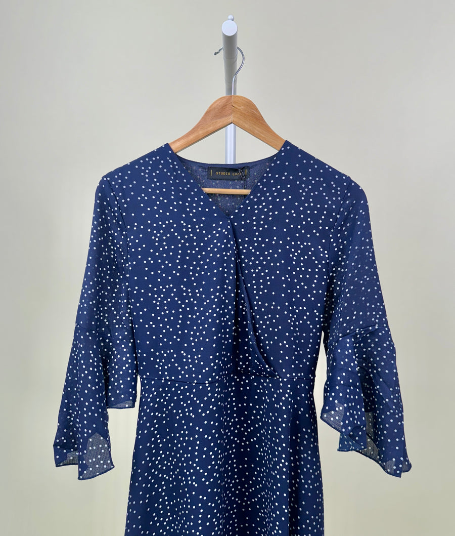 Dress-Studio Luxe-White dots-Blue